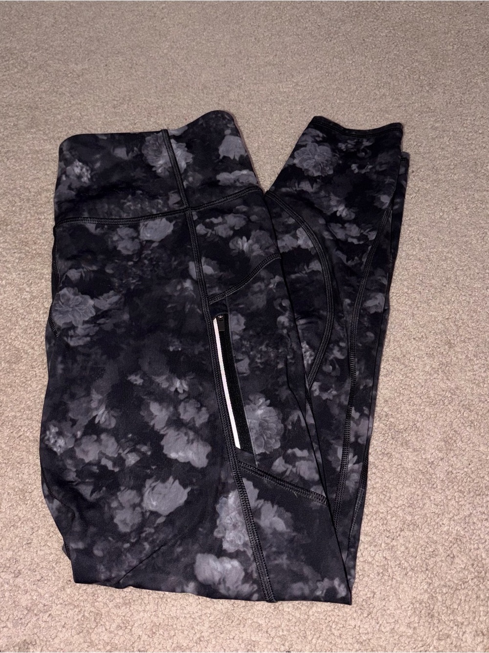 Athleta Gray Floral Rainier Printed Tights